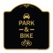 Signmission Park & Ride With Bicycle Graphic, Black & Gold Aluminum Architectural Sign, 18" x 18", BG-1818-23499 A-DES-BG-1818-23499 - alternate 1
